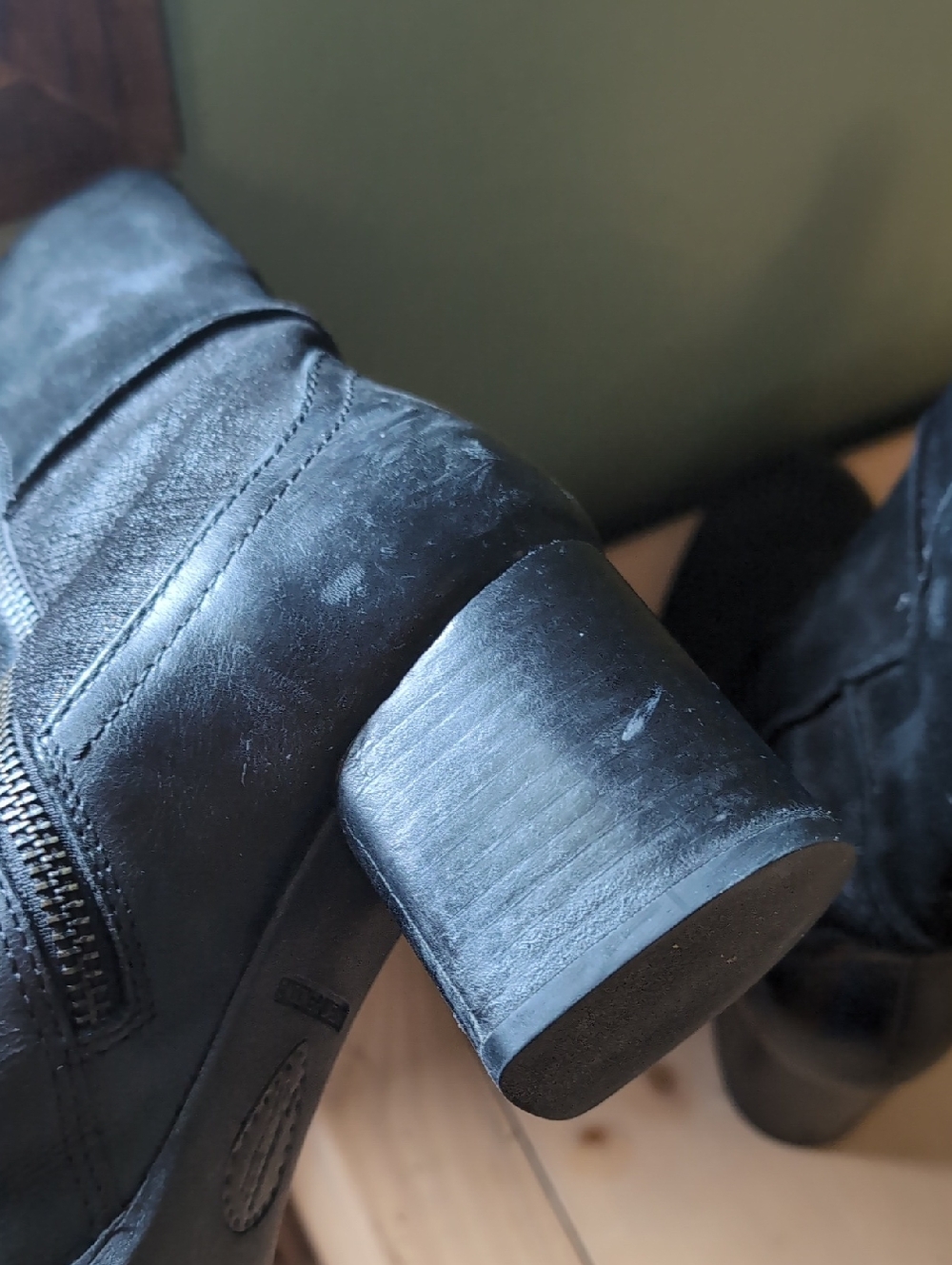 Born Black Leather & Suede Patchwork Upper Boots - Picture 8 of 9